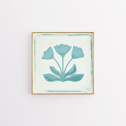 “Coastal” – Soft Teal Floral Digital Art Print (1:1 ratio shown)