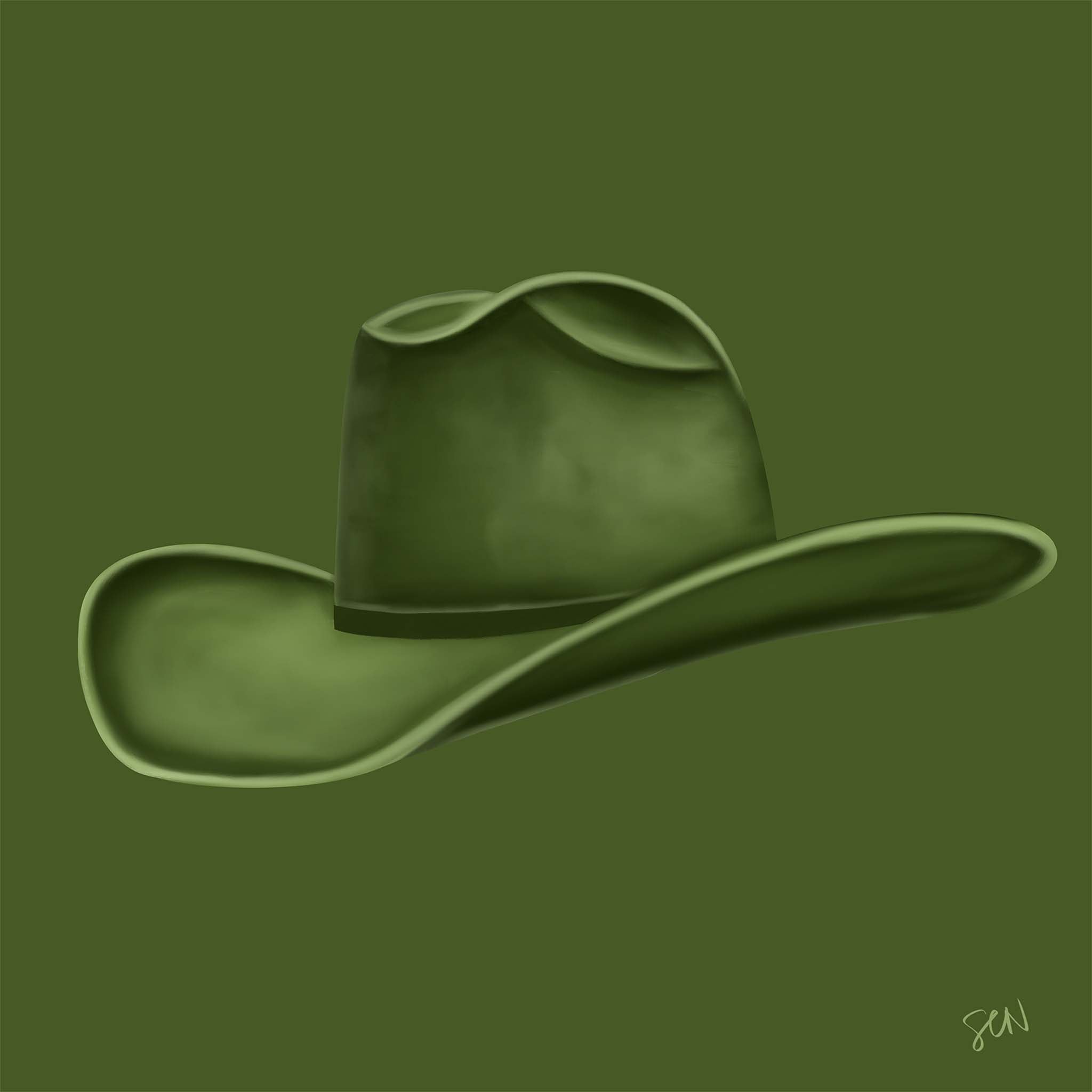 Colored Cowboy Hat - Olive Leaf