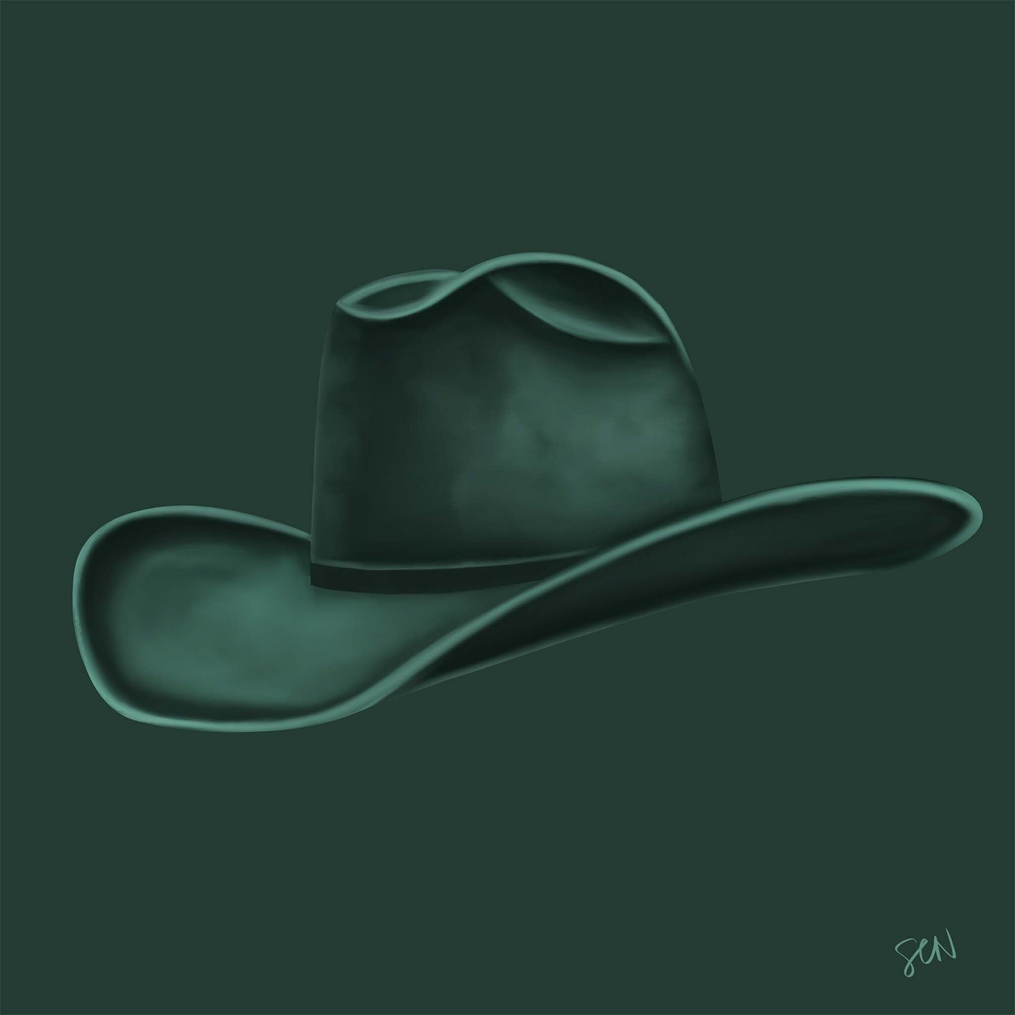 Colored Cowboy Hat - Charcoal Green Print Material Artisen Avenue 