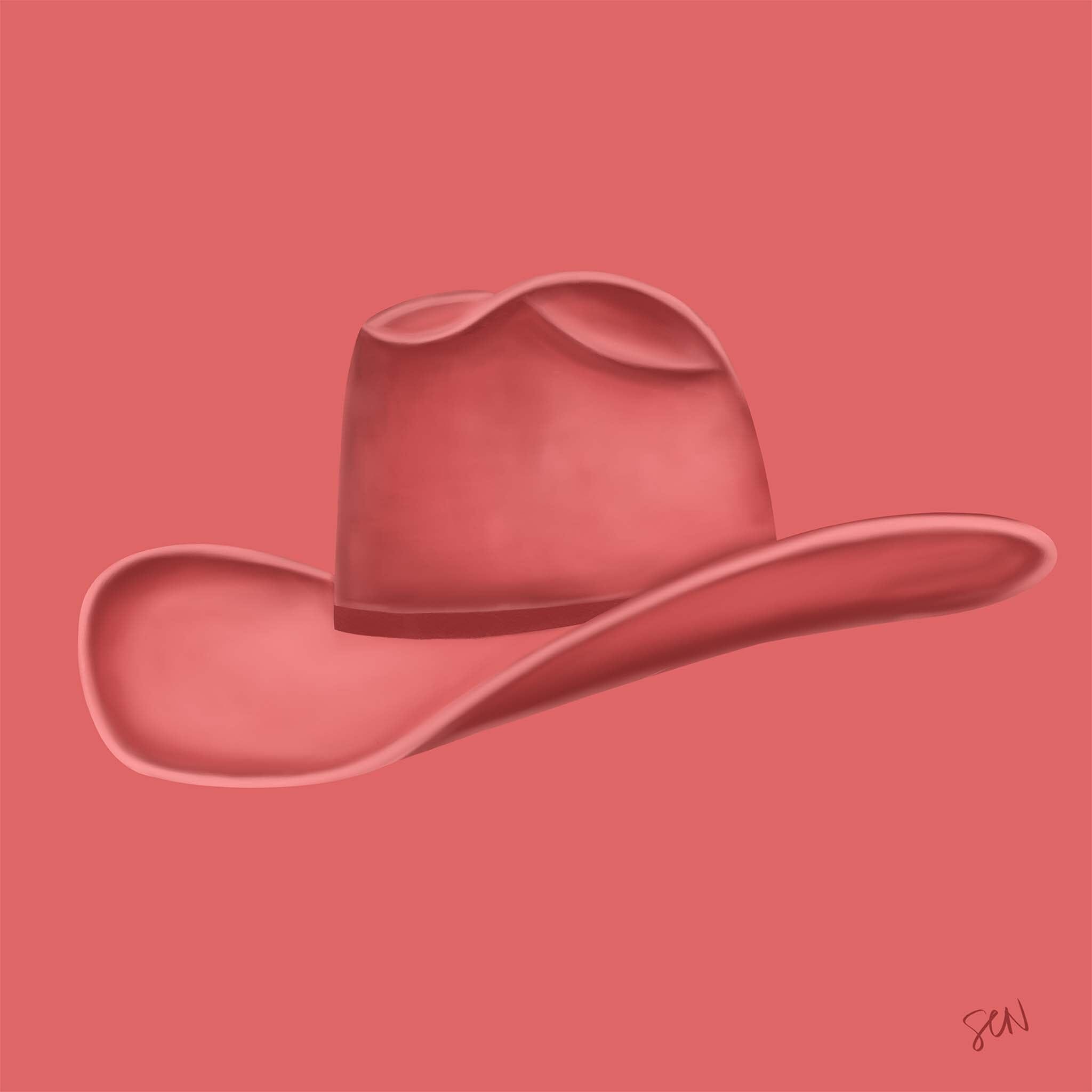 Colored Cowboy Hat - Lobster Pink Print Material Artisen Avenue 
