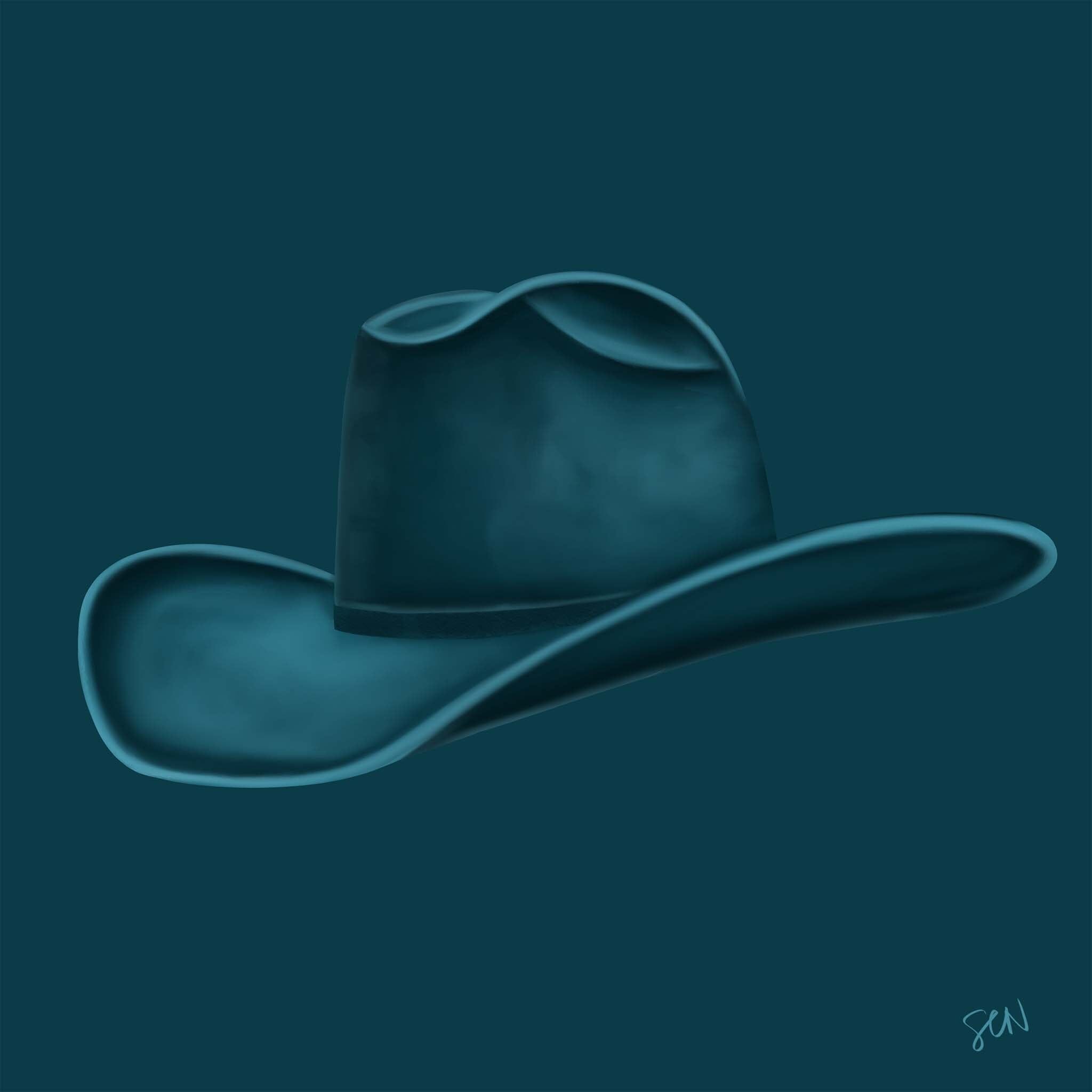Colored Cowboy Hat - Teal Print Material Artisen Avenue 