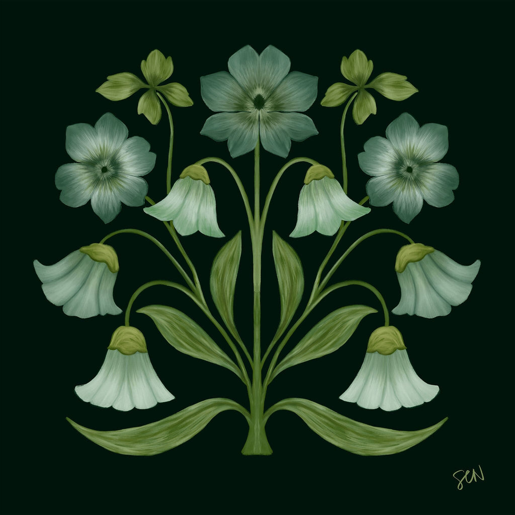 Painted Garden Collection Floral No. 1 - Evergreen Print Material Artisen Avenue 