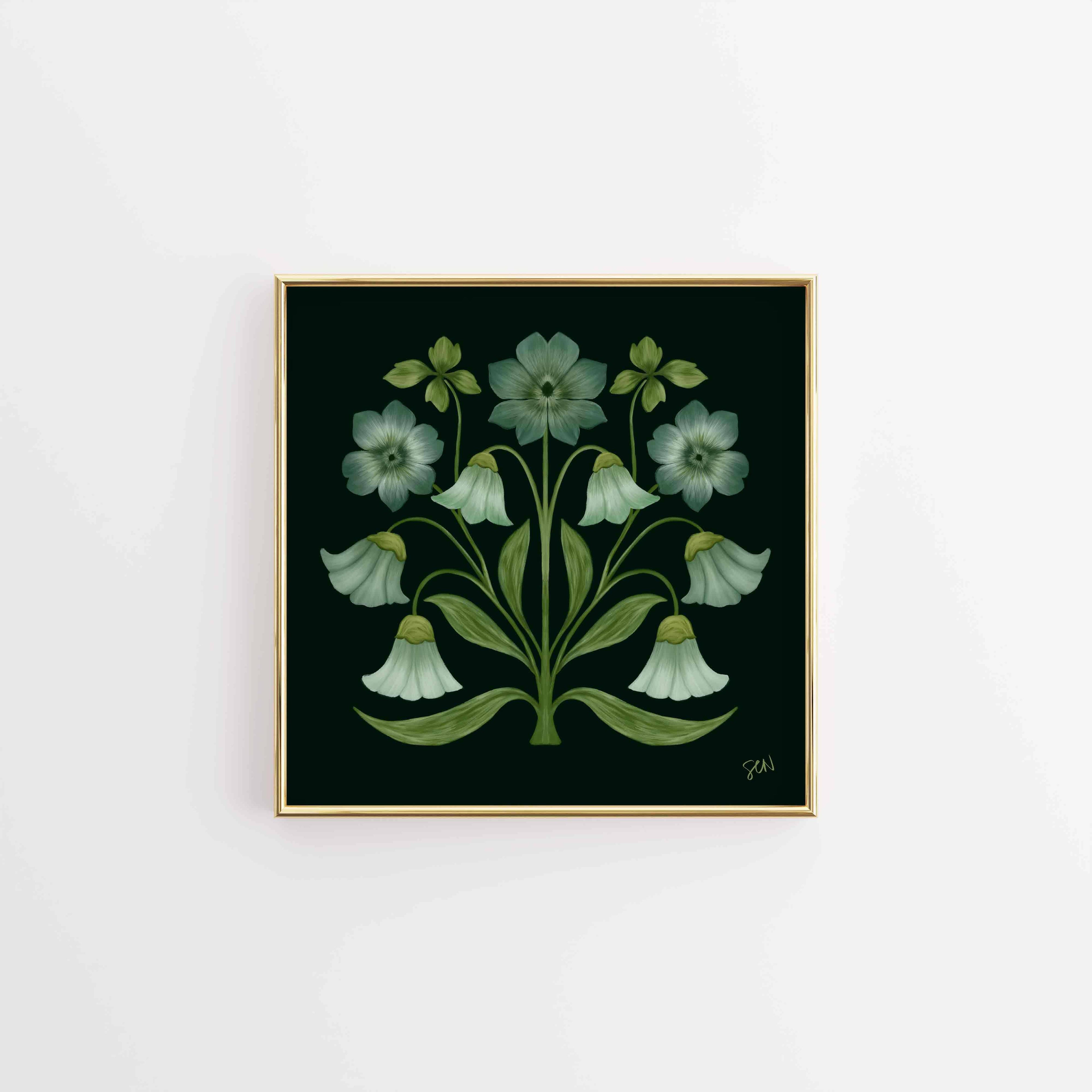 Painted Garden Collection Floral No. 1 - Evergreen Print Material Artisen Avenue 