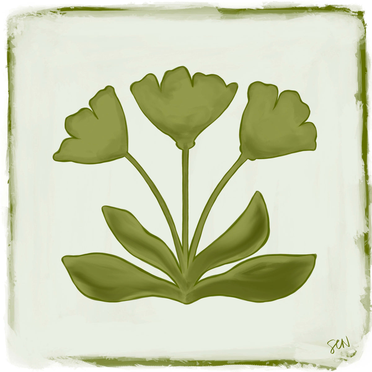 Southern Bloom Print - Deep Olive Print Material Artisen Avenue 