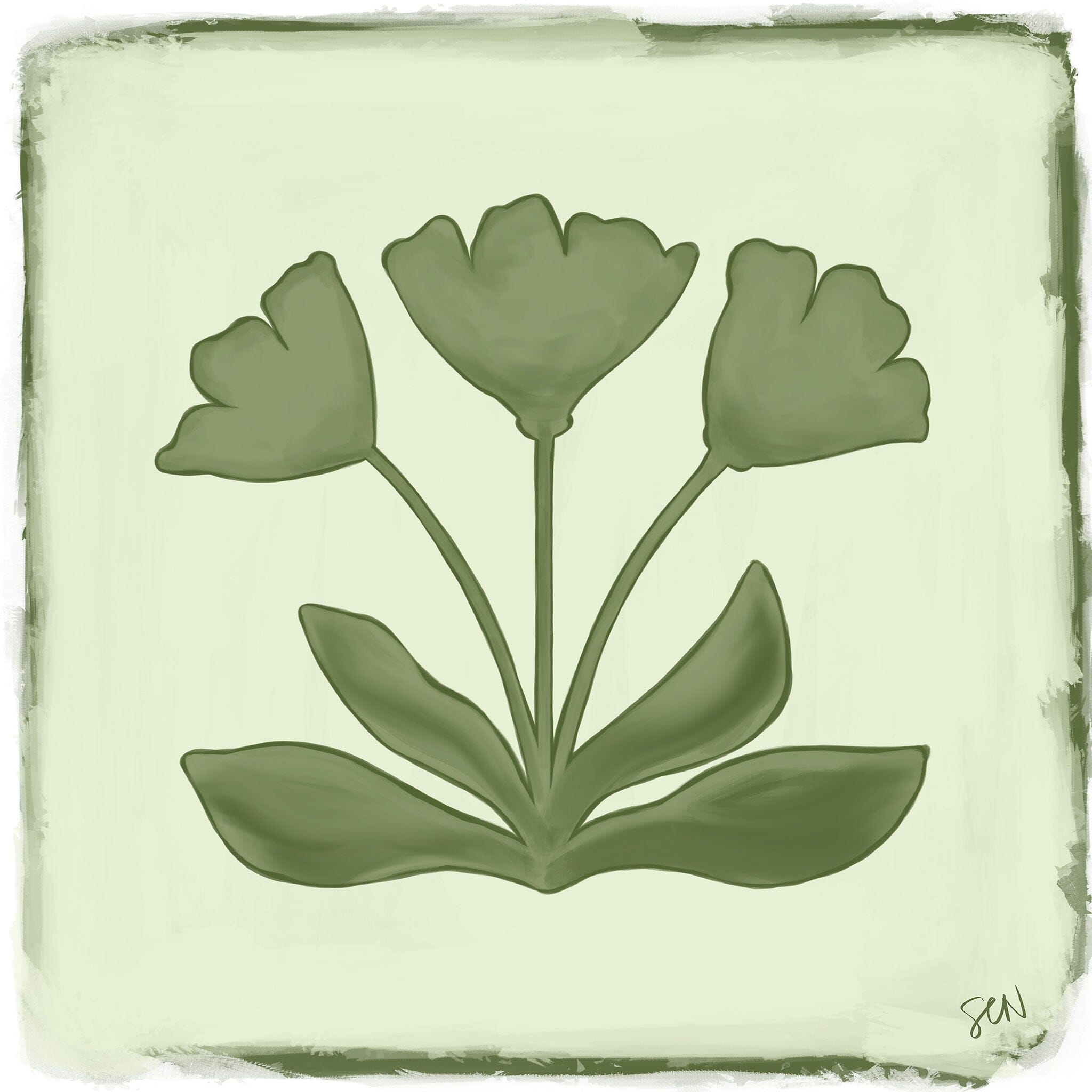 Southern Bloom Print - Deep Olive Print Material Artisen Avenue 