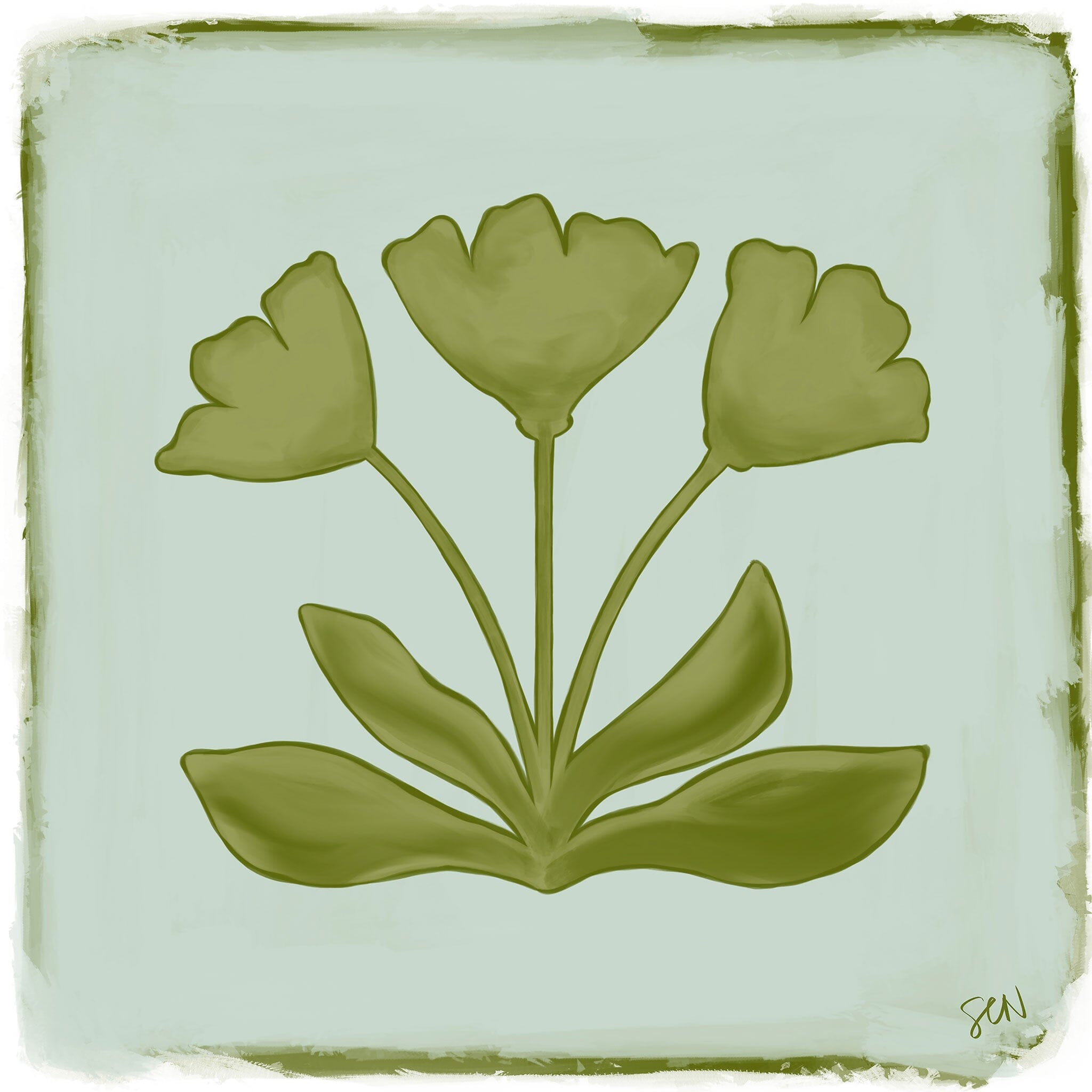 Southern Bloom Print - Olive Leaf Print Material Artisen Avenue 