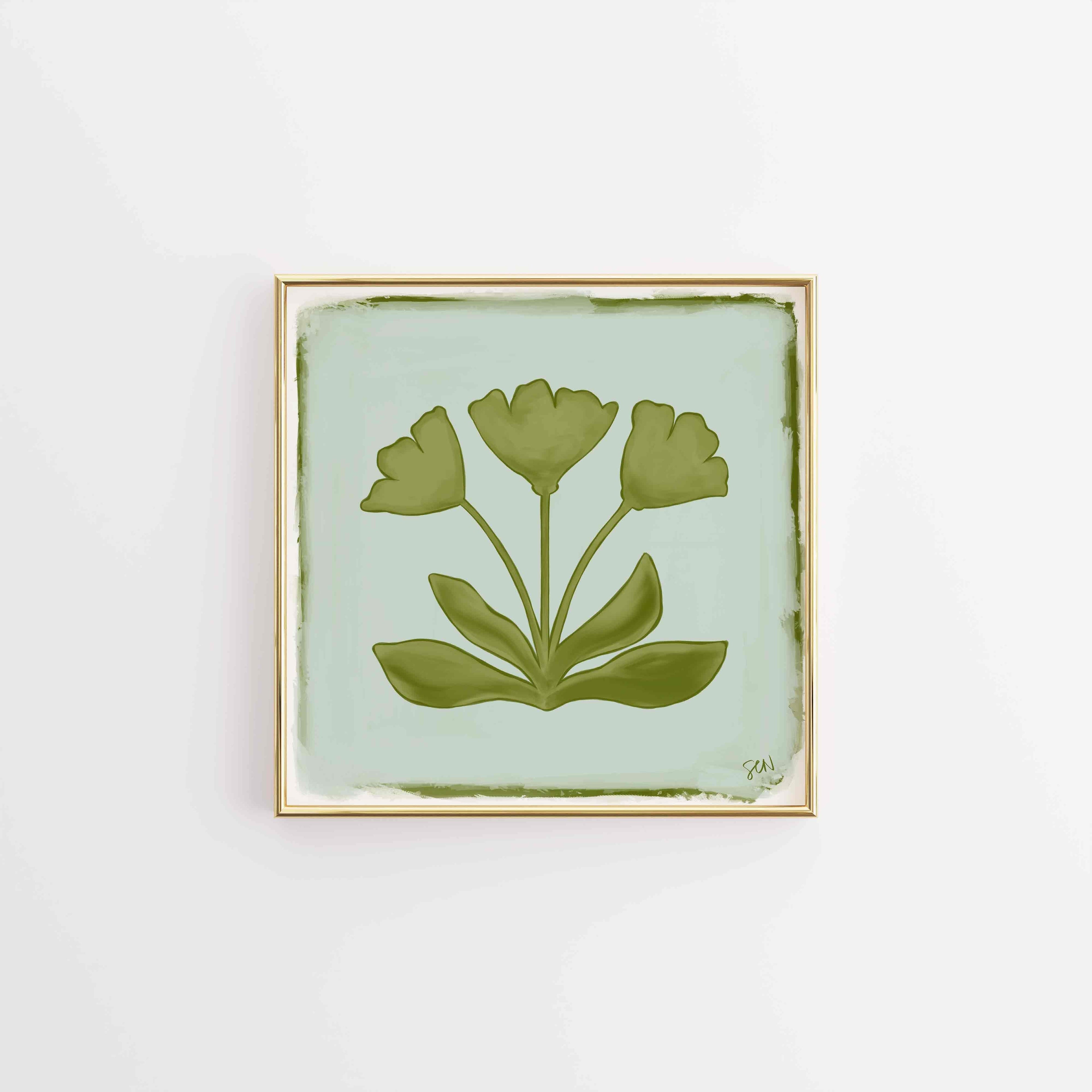 Southern Bloom Print - Olive Leaf Print Material Artisen Avenue 
