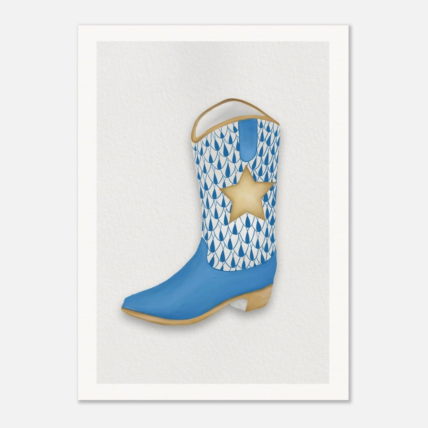 Texas Tiled Boot Print Material Gelato 13x18 cm / 5x7″ Blue Boot 