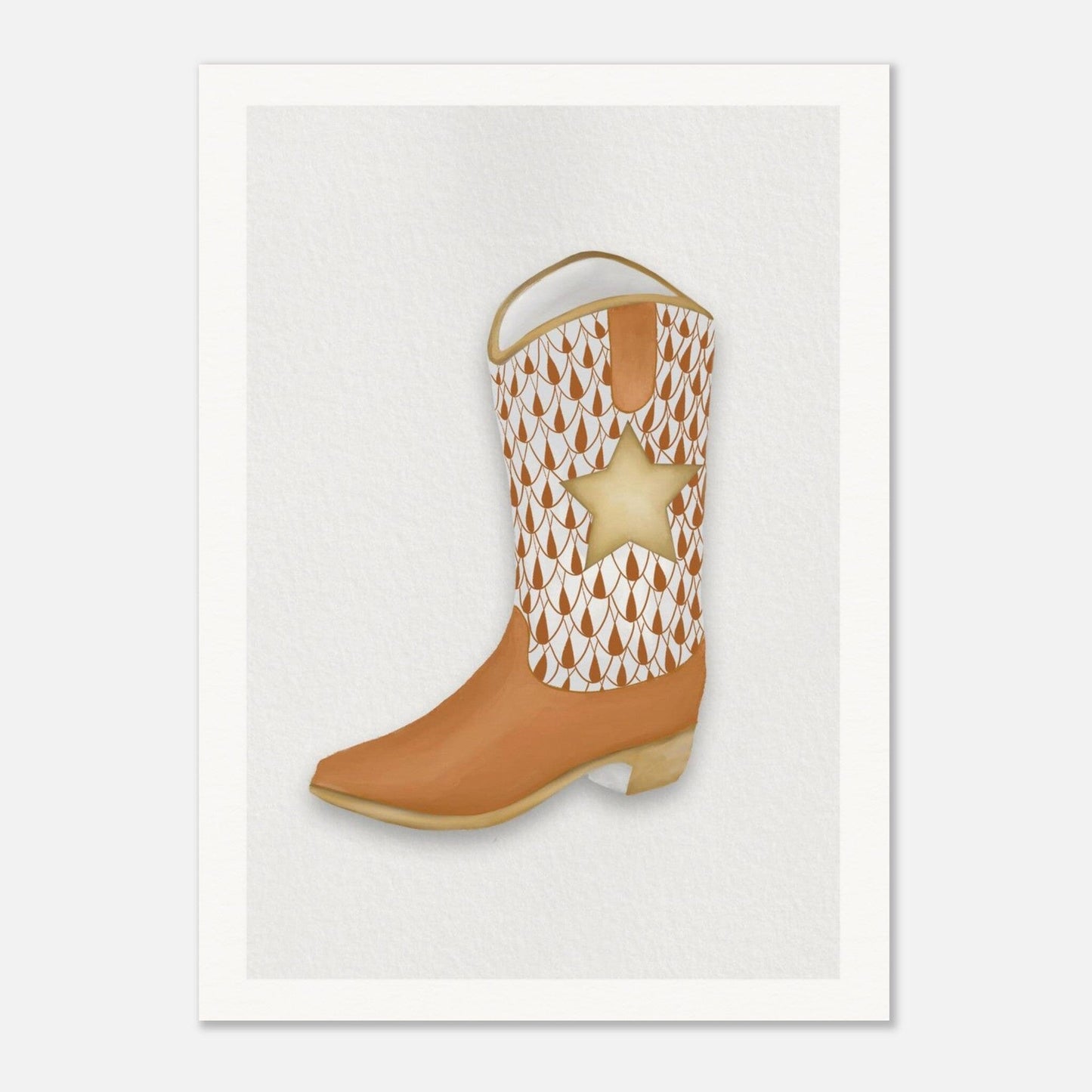 Texas Tiled Boot Print Material Gelato 13x18 cm / 5x7″ Burnt Orange Boot 