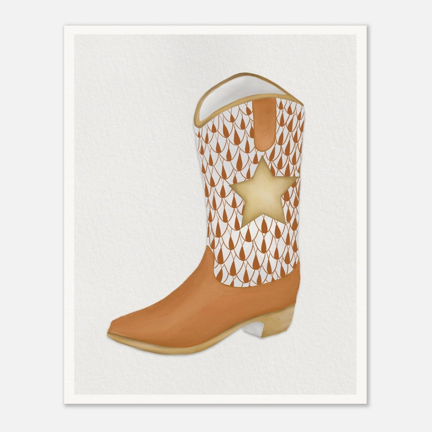 Texas Tiled Boot Print Material Gelato 20x25 cm / 8x10″ Burnt Orange Boot 