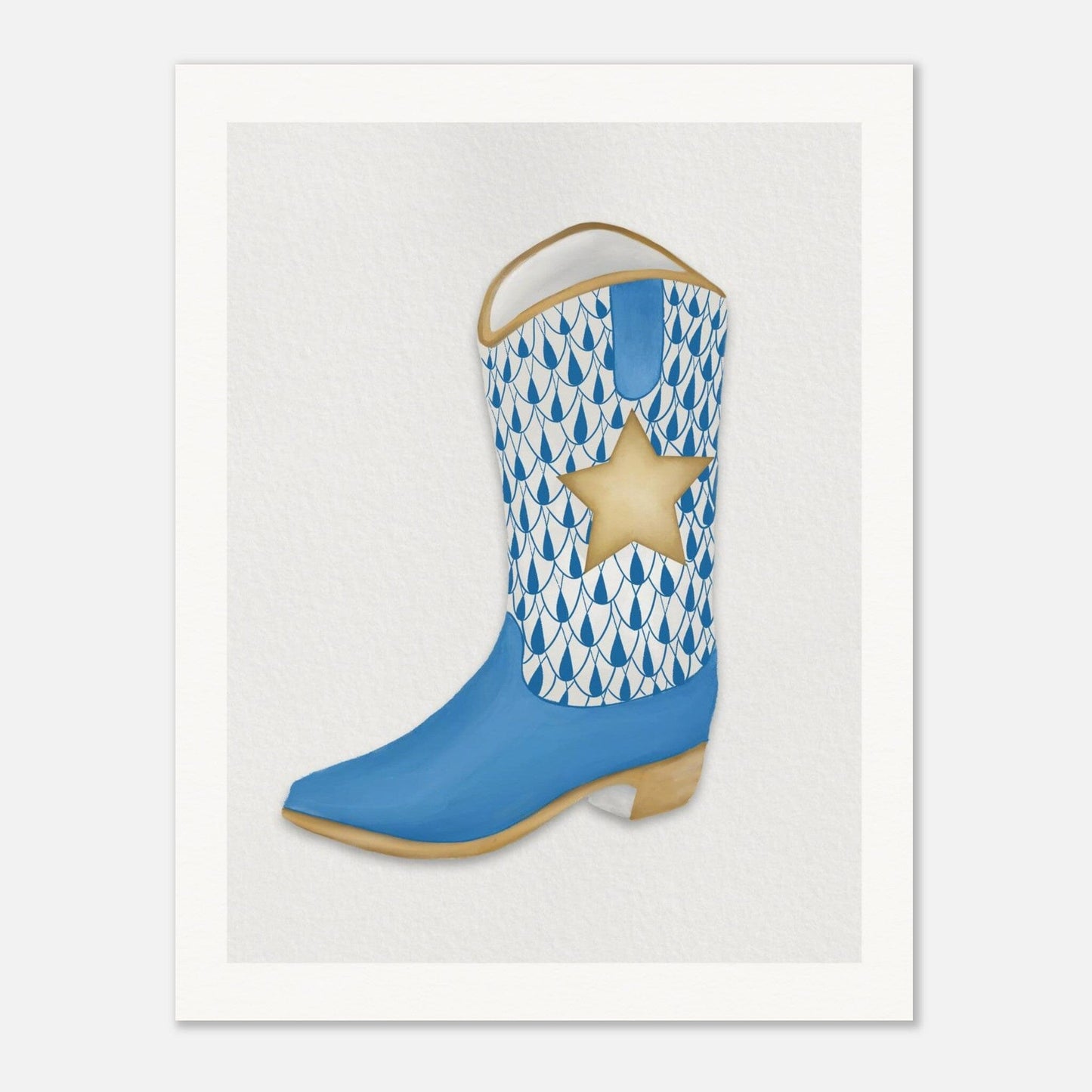 Texas Tiled Boot Print Material Gelato 27x35 cm / 11x14″ Blue Boot 