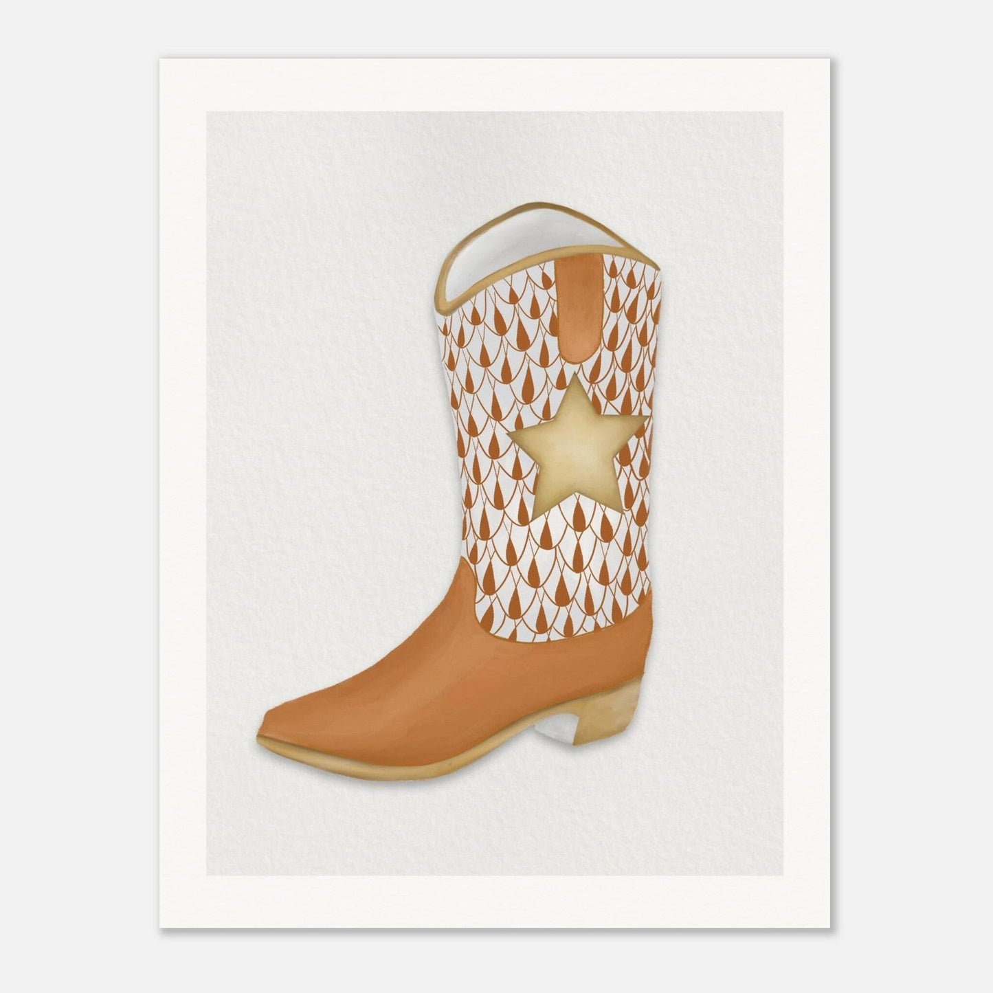 Texas Tiled Boot Print Material Gelato 27x35 cm / 11x14″ Burnt Orange Boot 