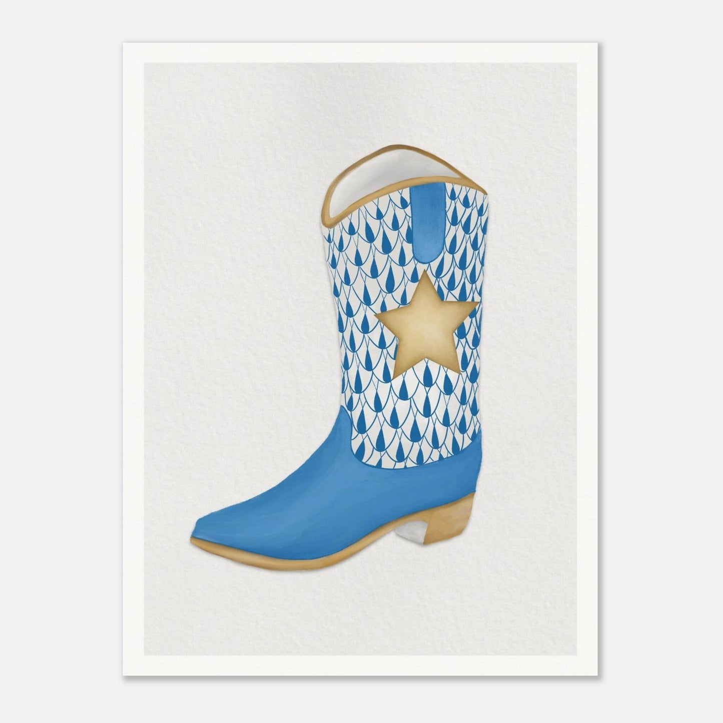 Texas Tiled Boot Print Material Gelato 45x60 cm / 18x24″ Blue Boot 