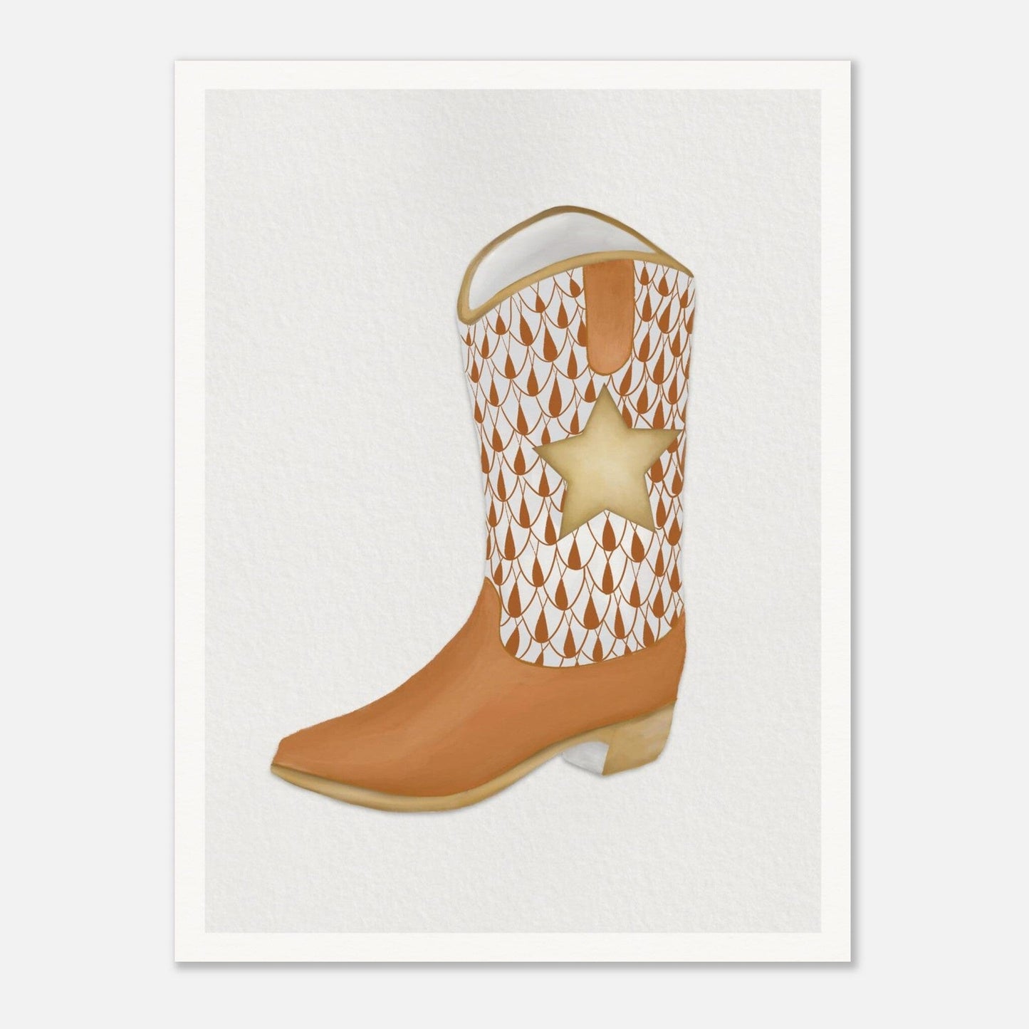 Texas Tiled Boot Print Material Gelato 45x60 cm / 18x24″ Burnt Orange Boot 