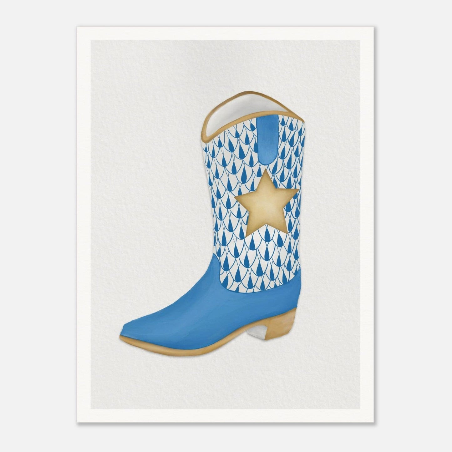 Texas Tiled Boot Print Material Gelato 60x80 cm / 24x32″ Blue Boot 