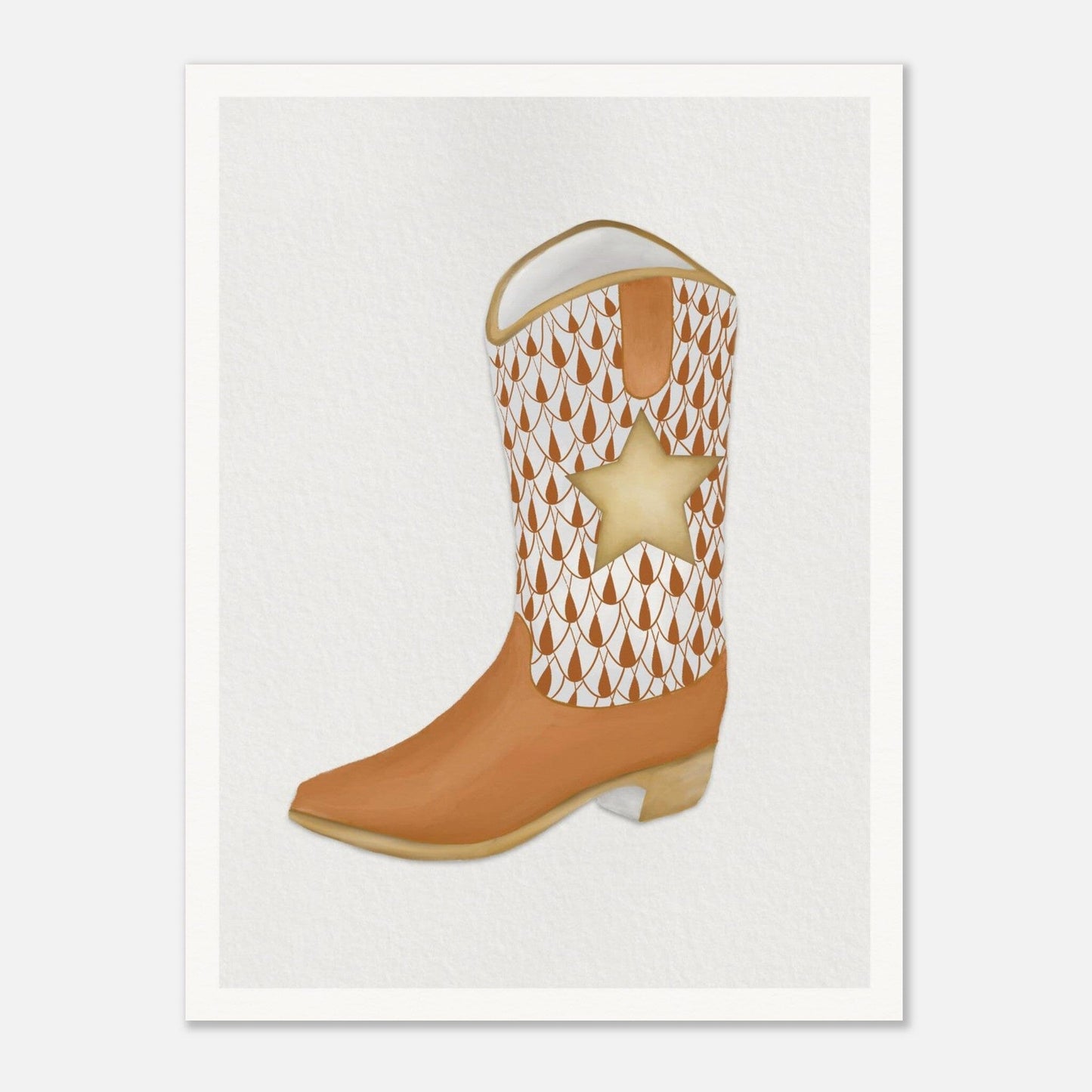 Texas Tiled Boot Print Material Gelato 60x80 cm / 24x32″ Burnt Orange Boot 