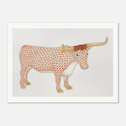 Texas Tiled Longhorn Print Material Gelato 13x18 cm / 5x7″ 