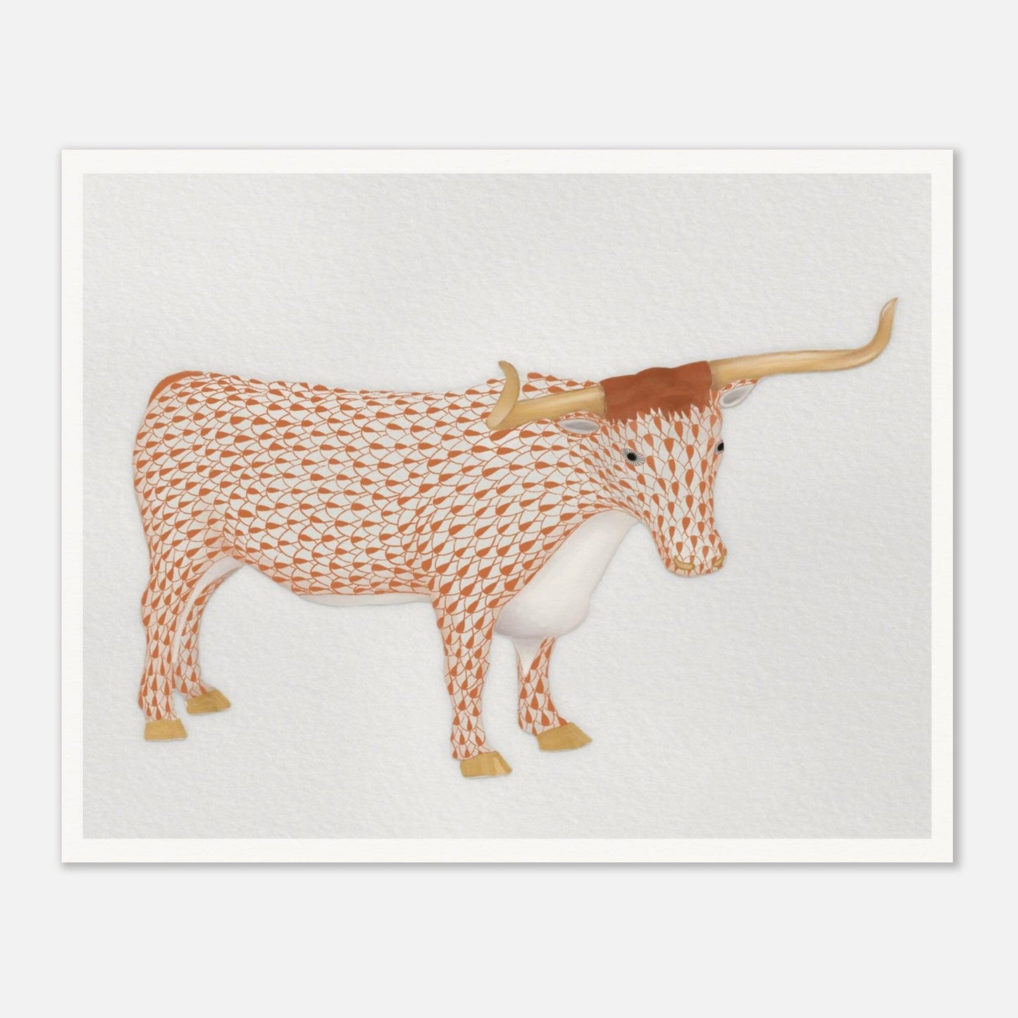 Texas Tiled Longhorn Print Material Gelato 20x25 cm / 8x10″ 
