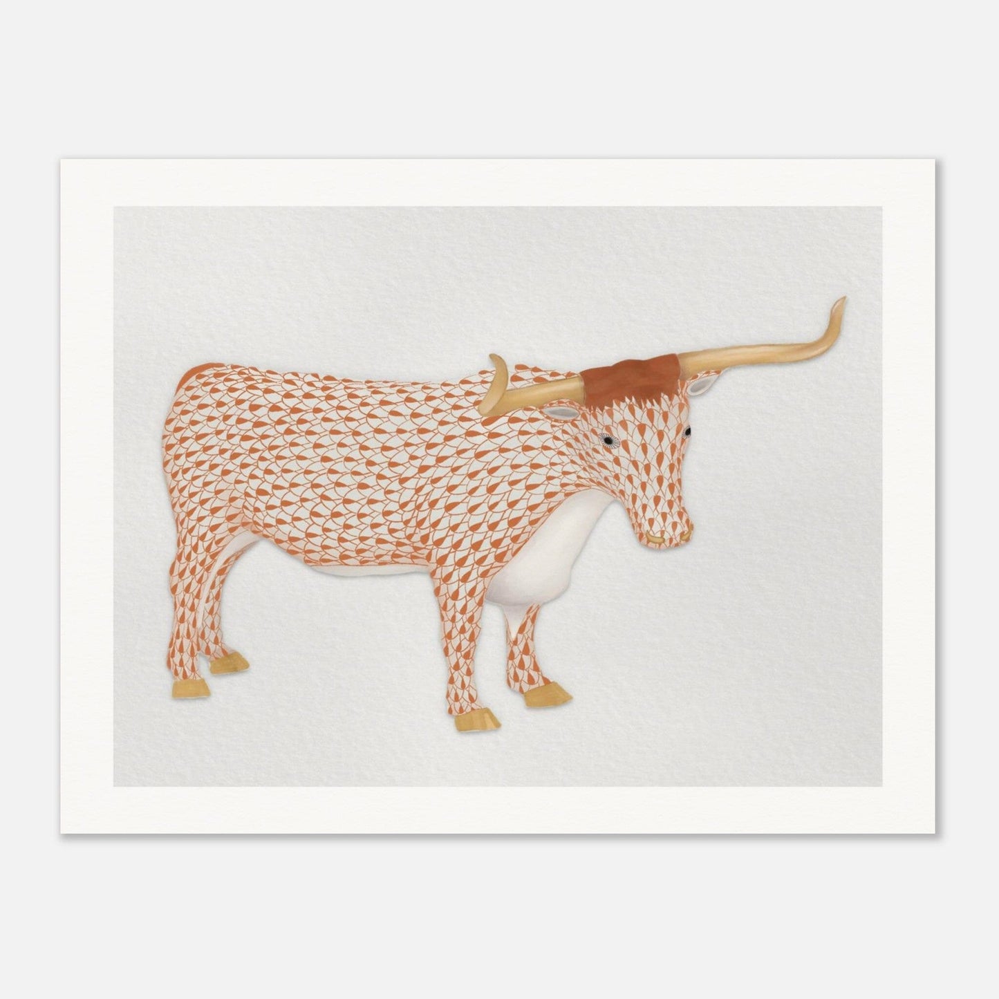 Texas Tiled Longhorn Print Material Gelato 27x35 cm / 11x14″ 
