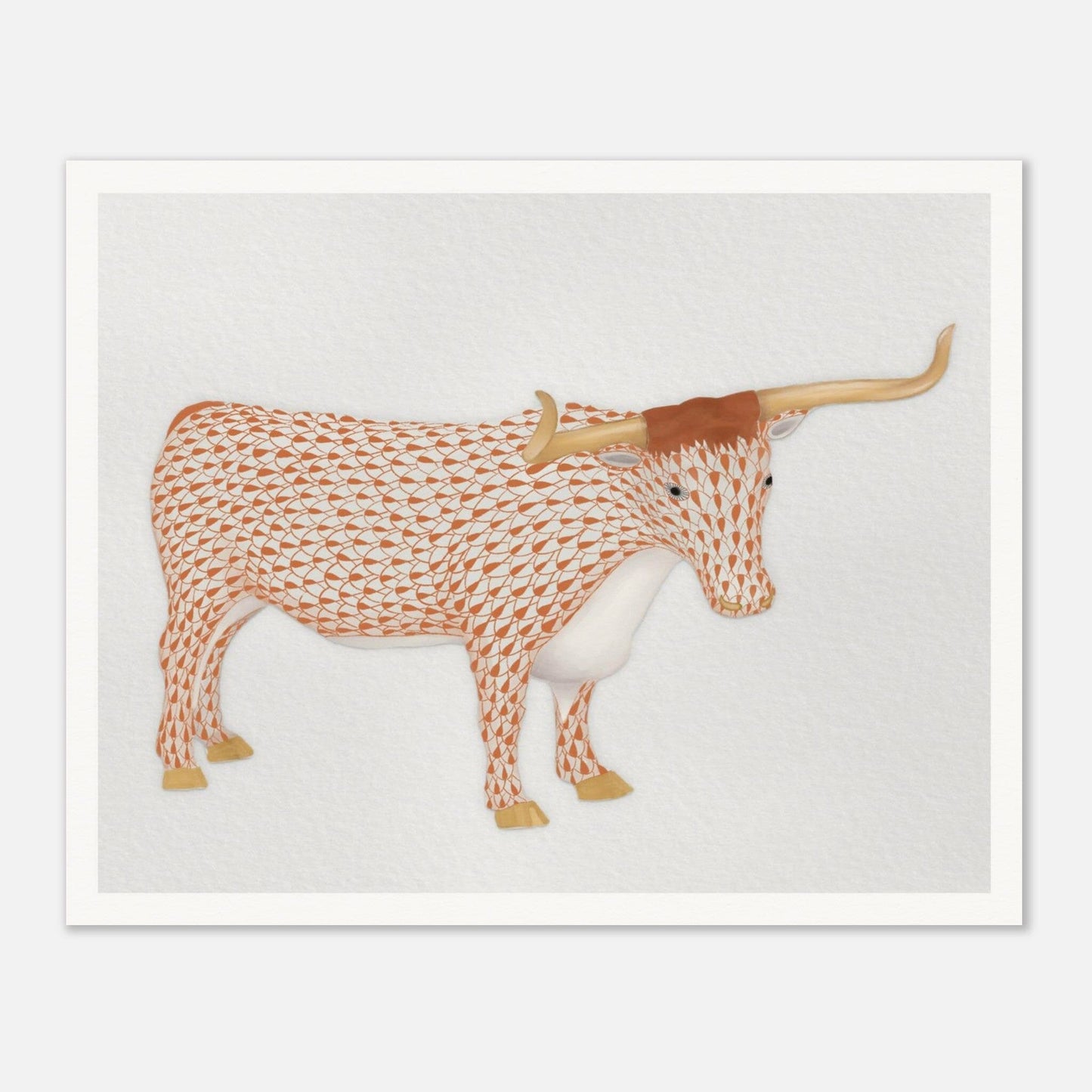 Texas Tiled Longhorn Print Material Gelato 40x50 cm / 16x20″ 