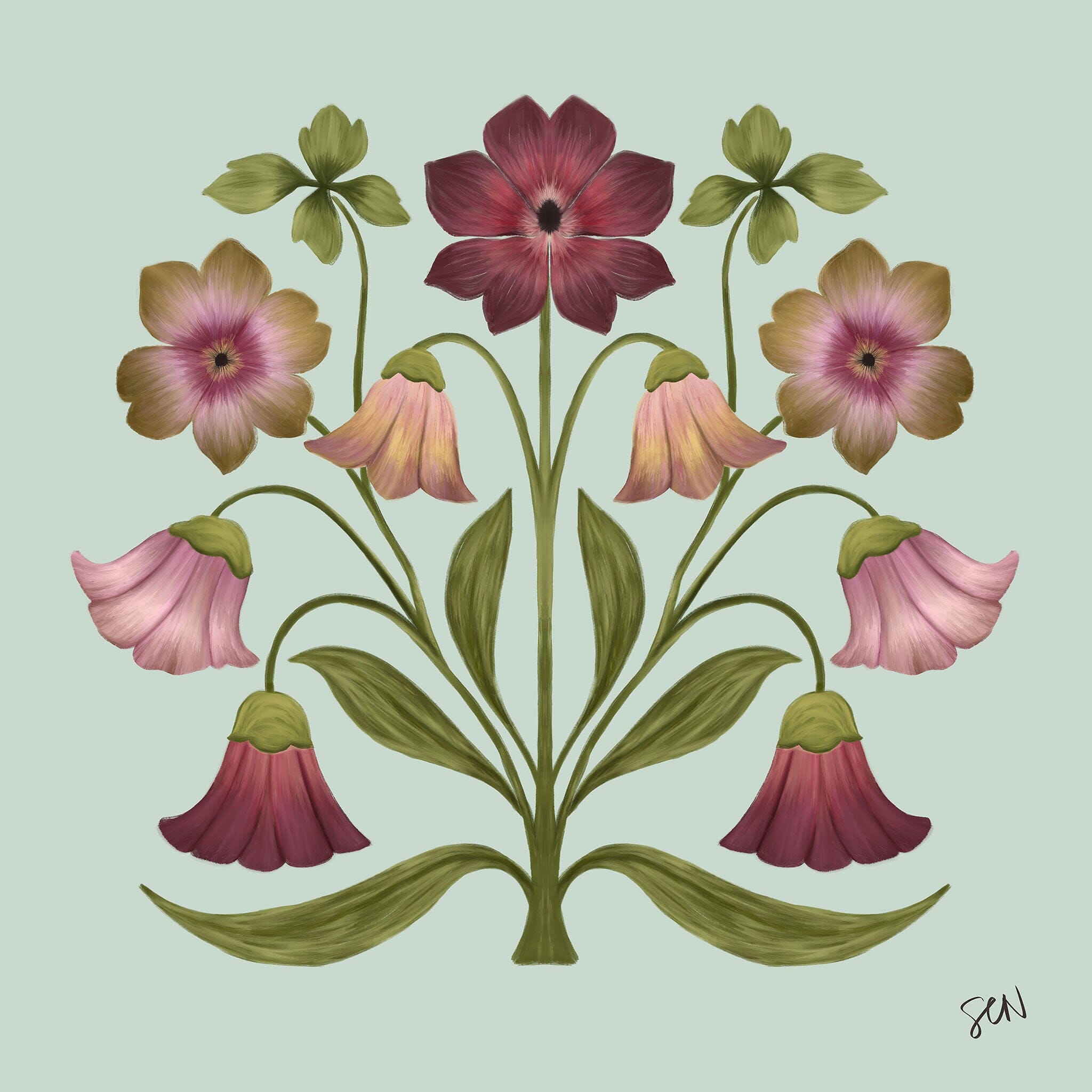 The Painted Garden Print No. I - Ash Grey Print Material Artisen Avenue 