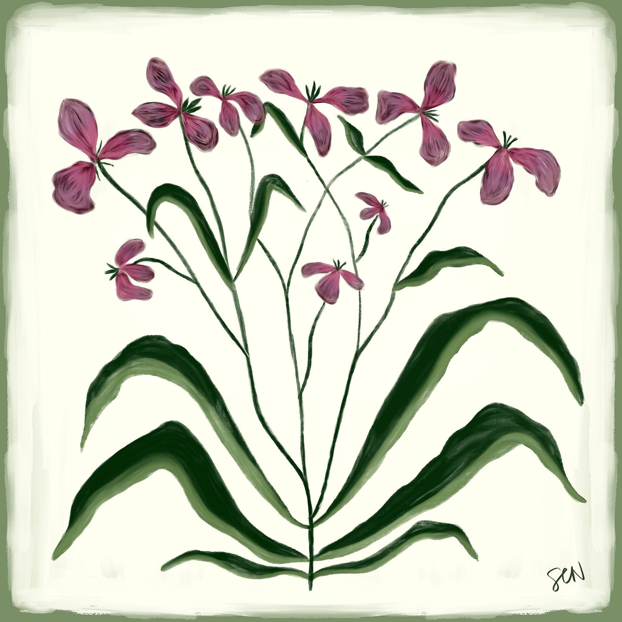 The Painted Garden Print No. II - Ivory Print Material Artisen Avenue 